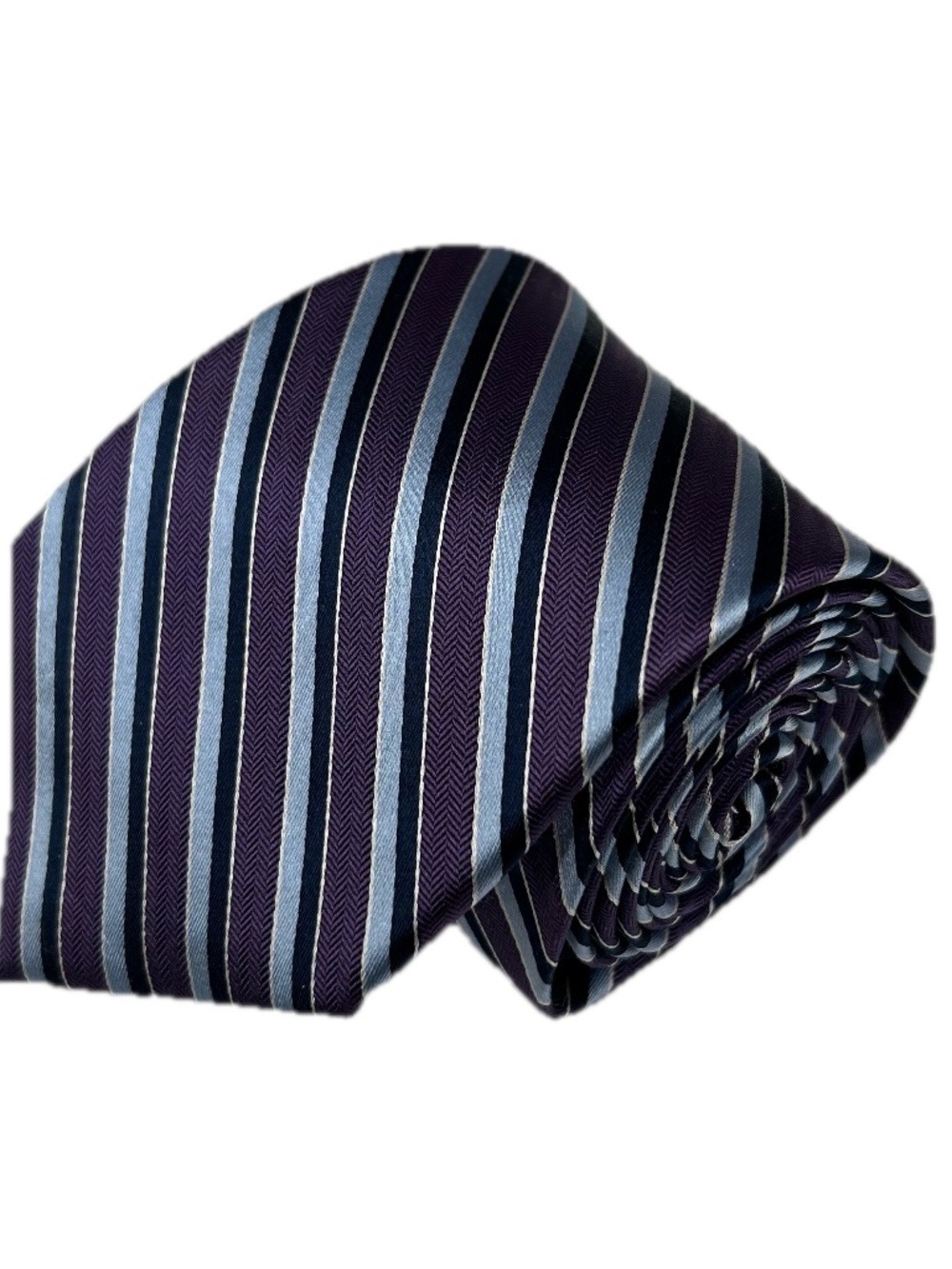 Nautica Men's Silk Blue Purple Black Striped Necktie Tie